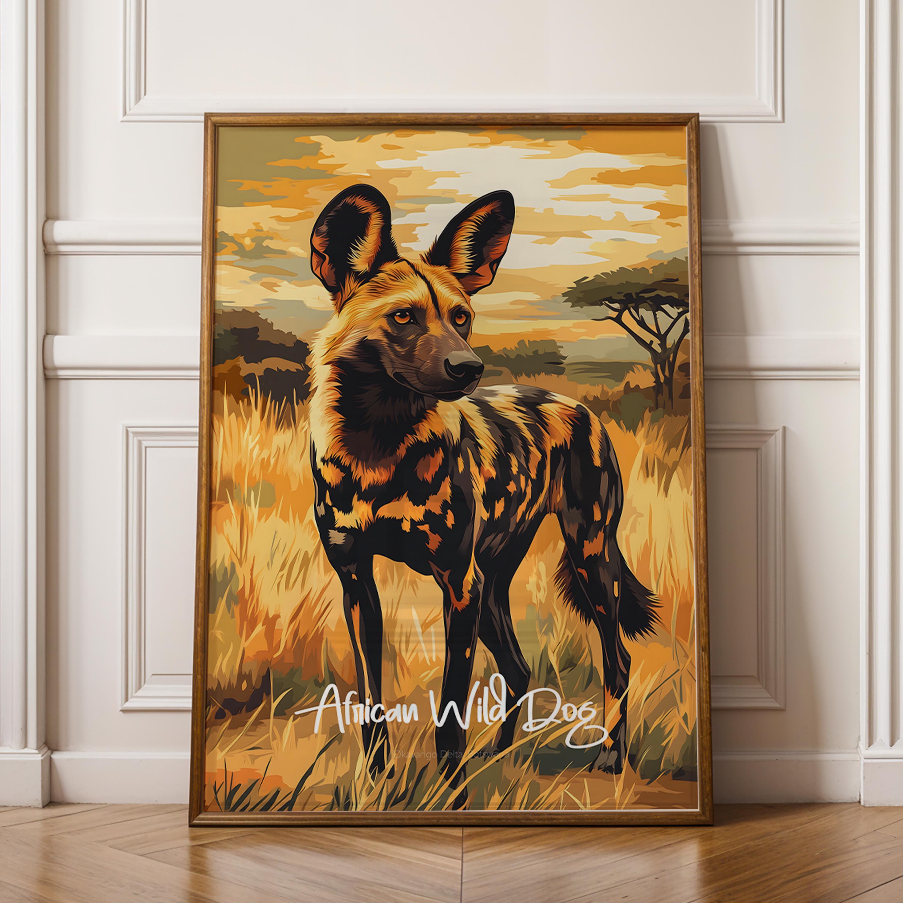 African Wild Dog Print: Vivid Wildlife Art, Nature Lover Gift