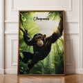 Chimpanzee Print: Modern Wildlife Illustration, Jungle Home Decor