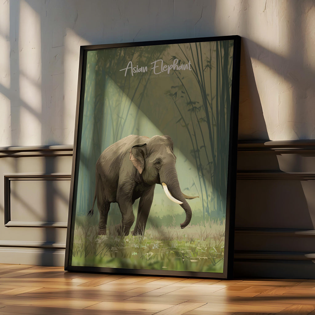 Asian Elephant Framed Wall Art: Gentle Giant Nursery Decor