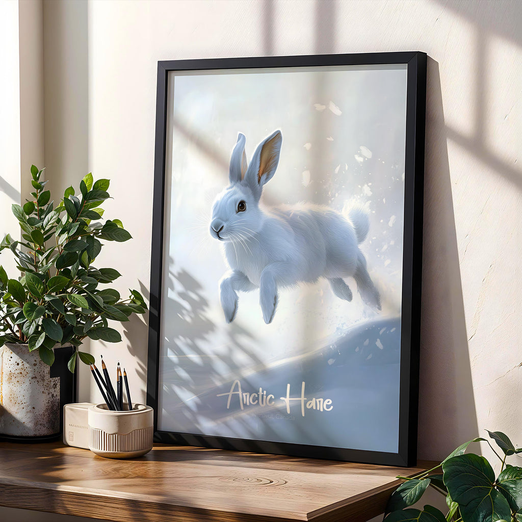 Arctic Hare Print: Minimalist Scandinavian Wildlife Illustration
