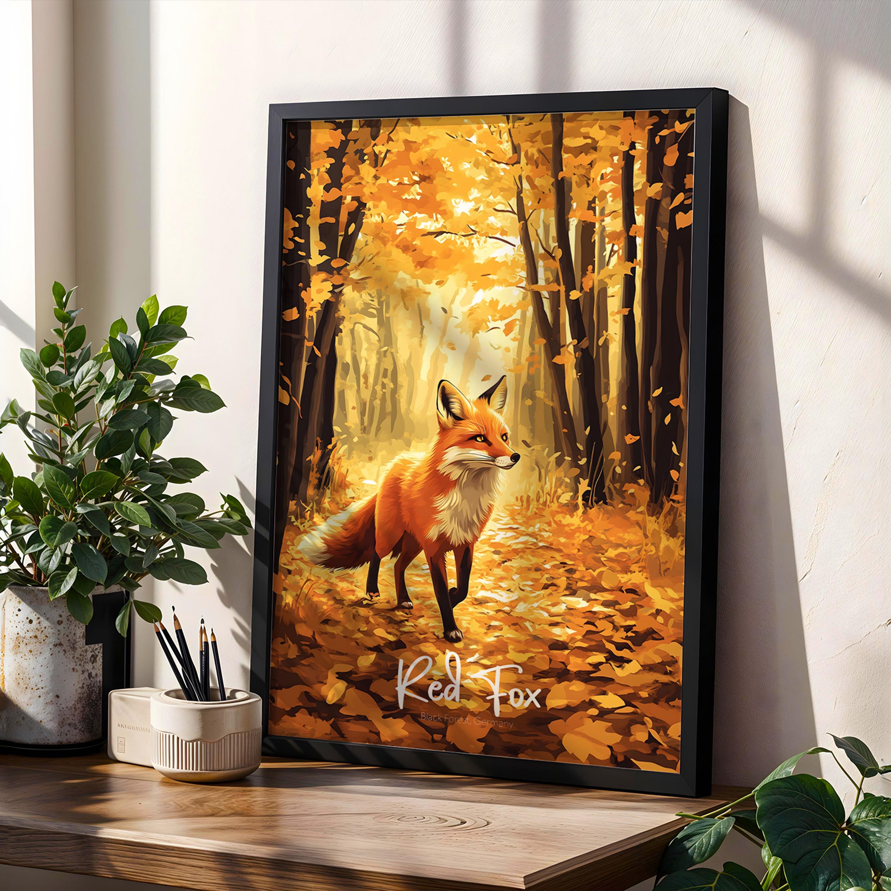 Red Fox Art Print: Rustic Woodland Animal Illustration