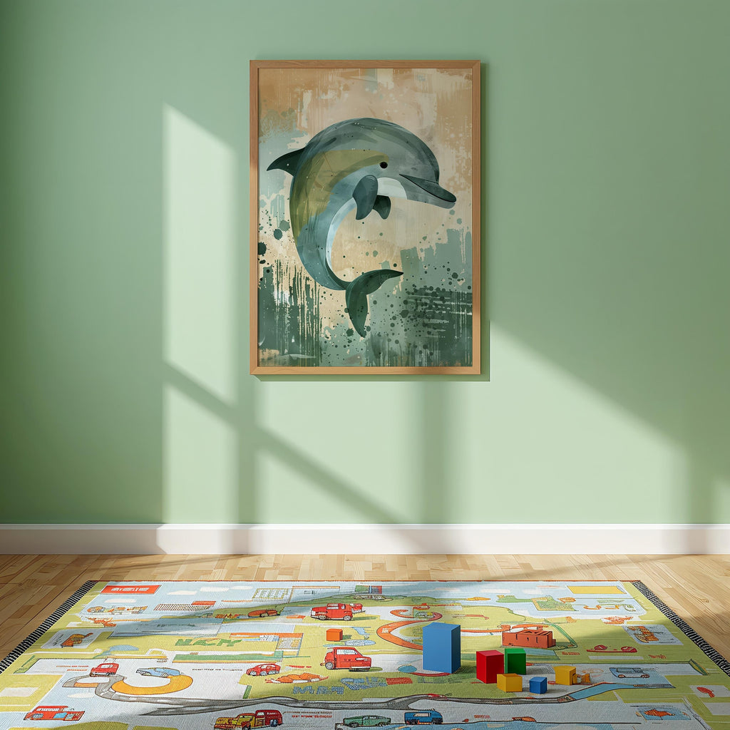 Dolphin Nursery Wall Art – Ocean Animal Print for Kids