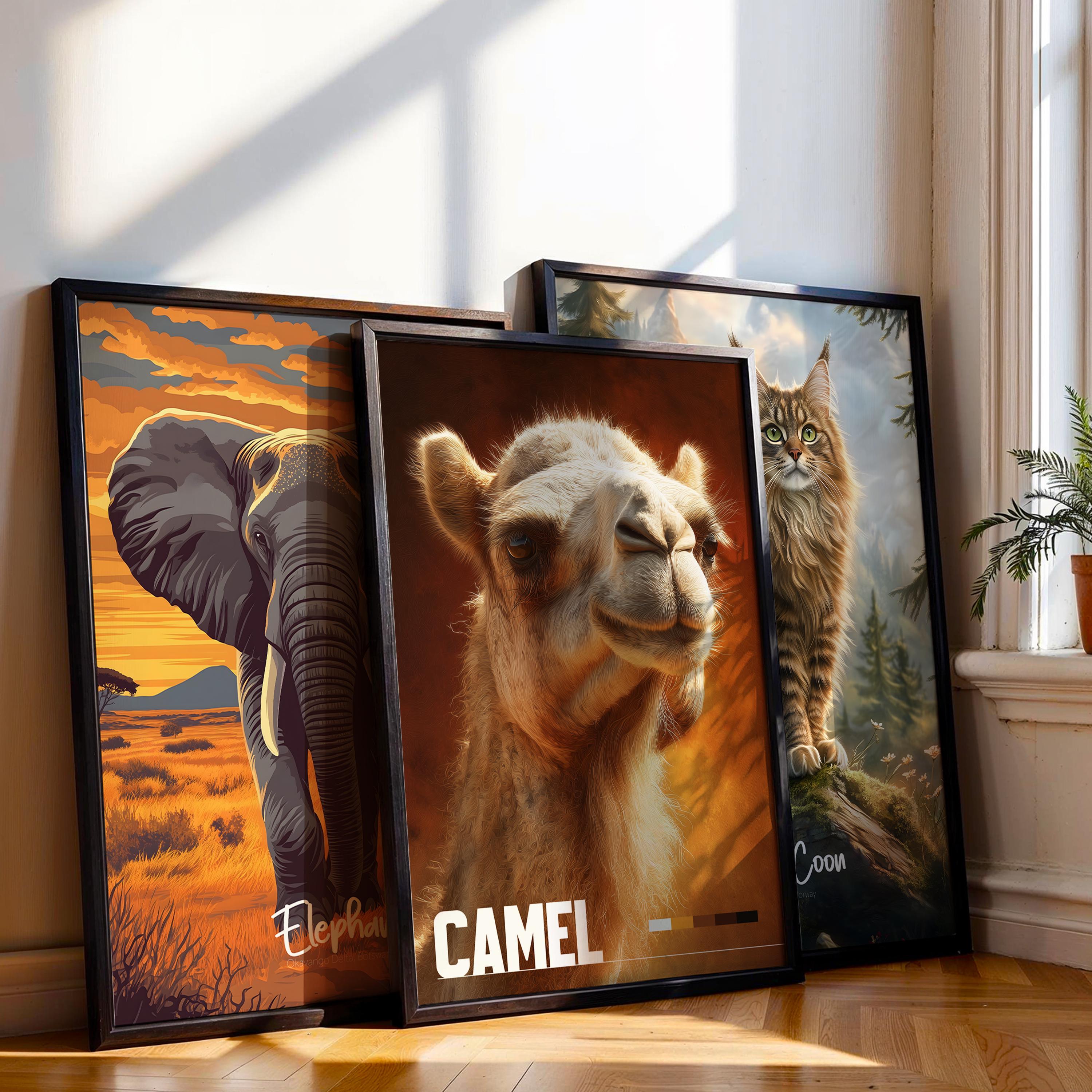 Camel Framed Poster: Desert Animal Wall Art for Nursery or Kids Room