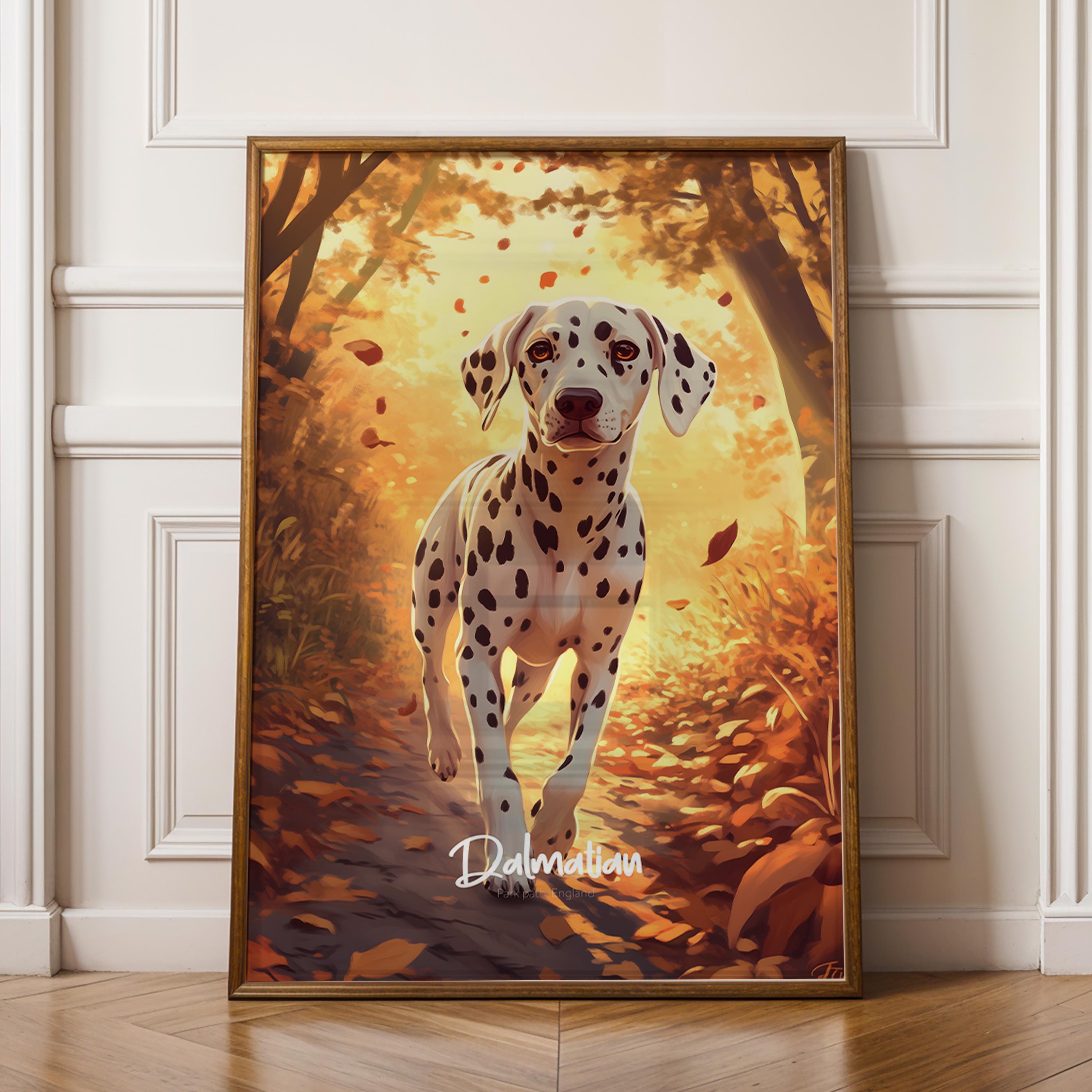Dalmatian Framed Poster: Black and White Spot Print, Dog Lover Home Decor