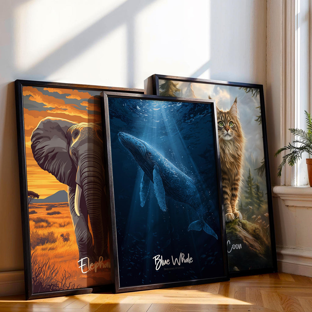 Blue Whale Framed Poster: Ocean Nursery Wall Art