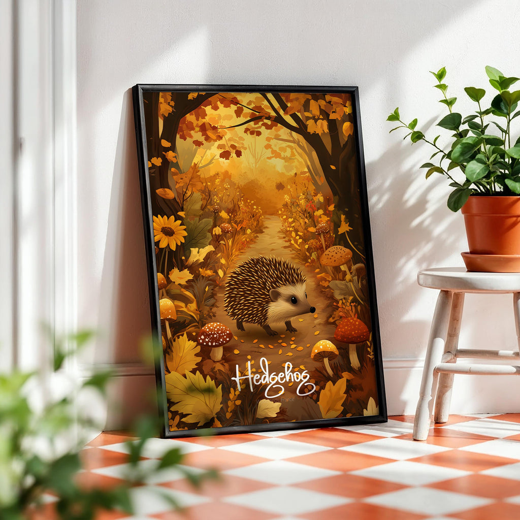 Hedgehog Nursery Print: Woodland Animal Wall Art
