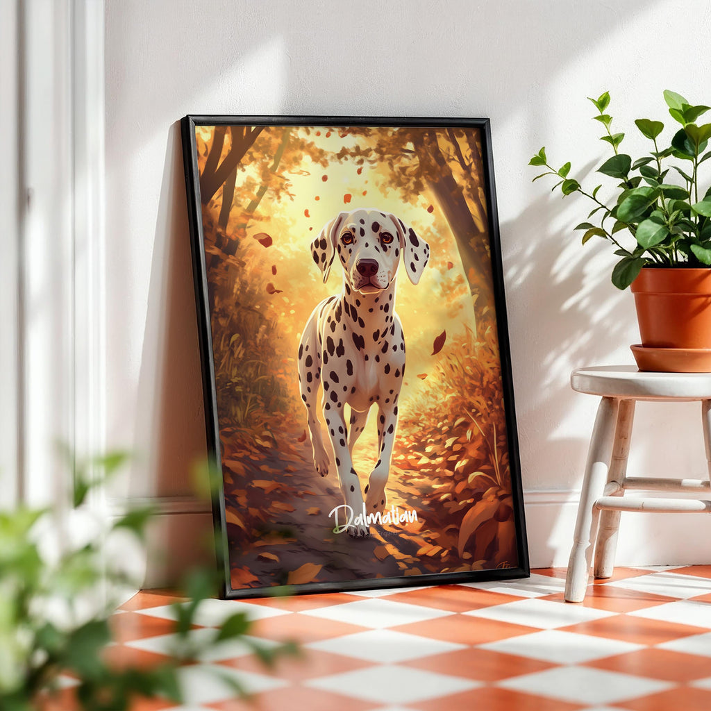Dalmatian Framed Poster: Black and White Spot Print, Dog Lover Home Decor