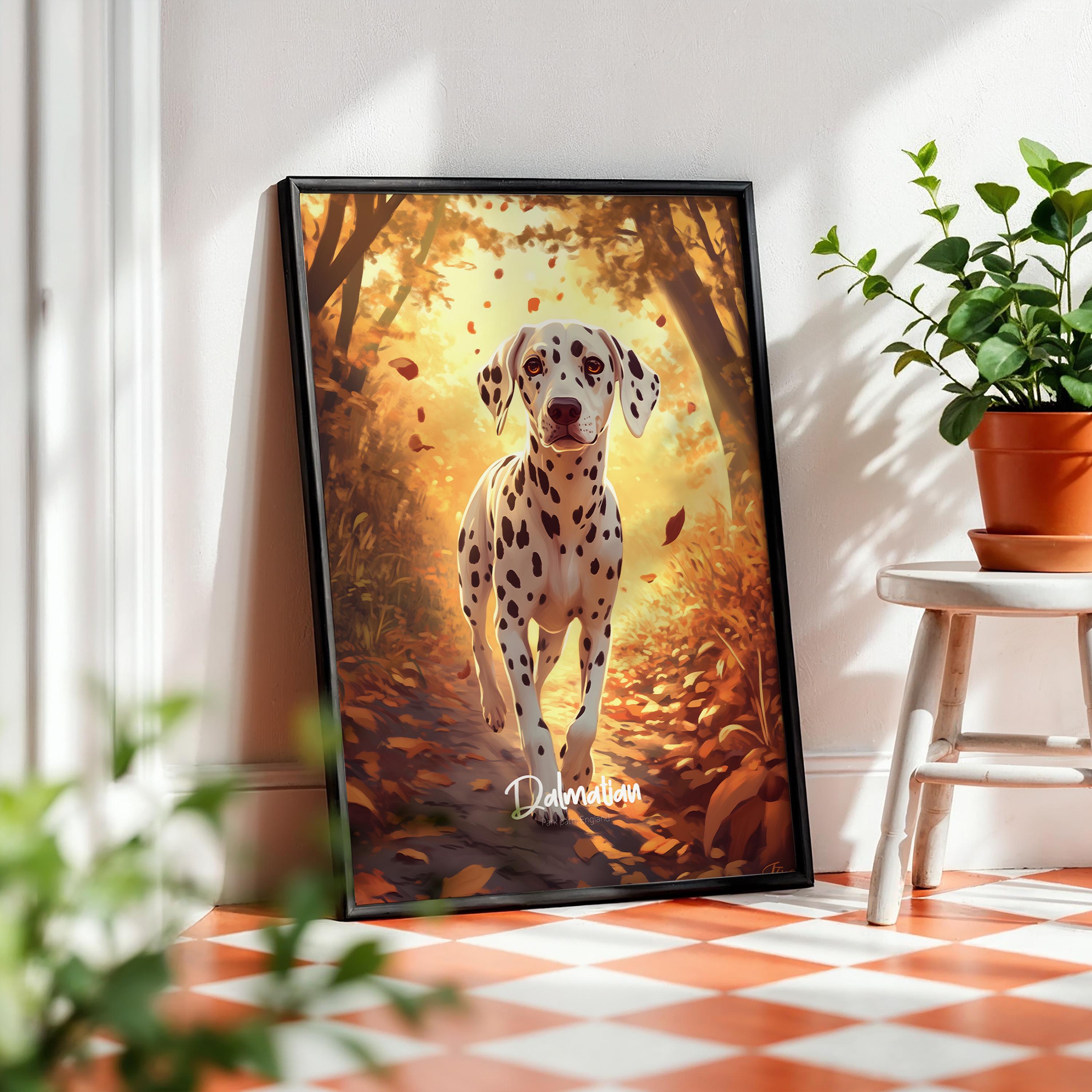 Dalmatian Framed Poster: Black and White Spot Print, Dog Lover Home Decor