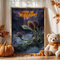 Carnivorous Halloween Poster – Venus Flytrap “Feed Me Already!” Spooky Wall Art