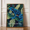 Blue Poison Frog Wall Poster - Vibrant Amphibian Art Print, Exotic Tropical Decor for Nature Lovers, Gift for Her & Him
