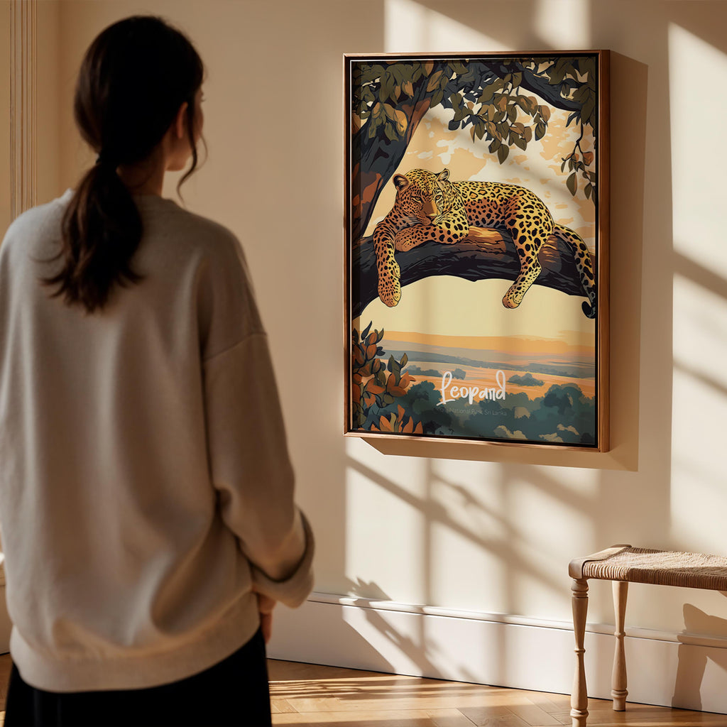 Framed Leopard Poster: Wild Animal Print, Safari Home Decor