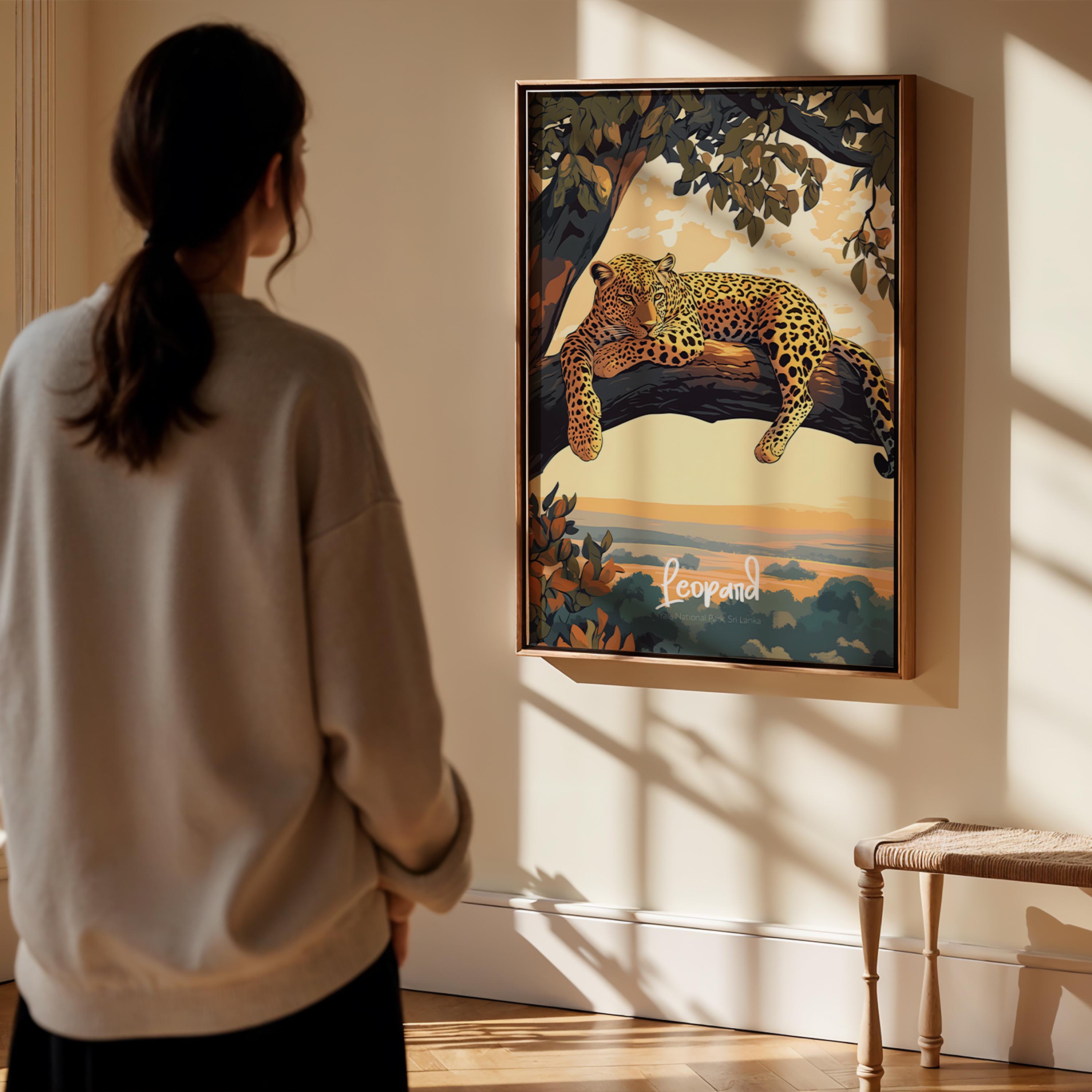 Framed Leopard Poster: Wild Animal Print, Safari Home Decor