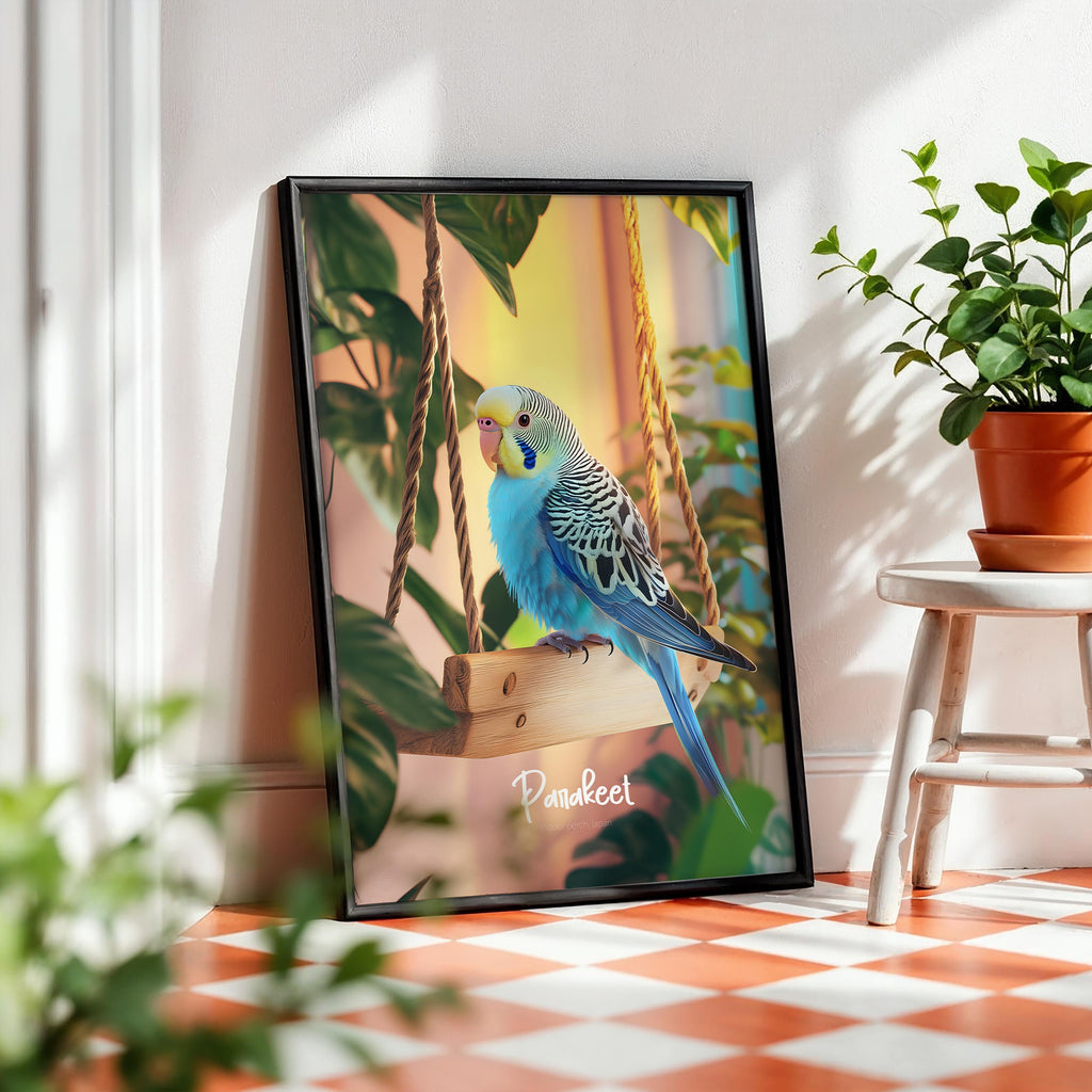 Parakeet Framed Poster: Tropical Bird Wall Art