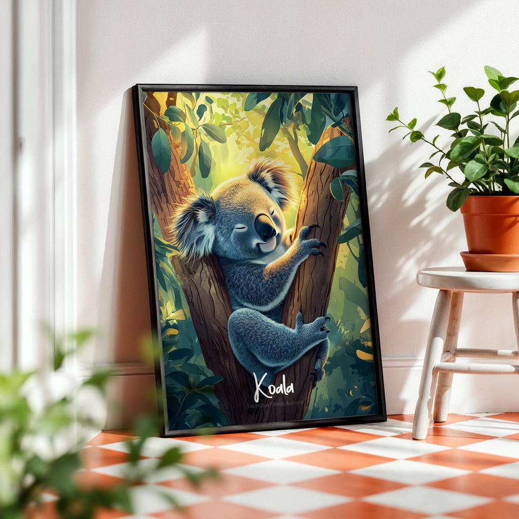 Koala Art Print: Australian Animal Illustration, Nursery Wall Decor