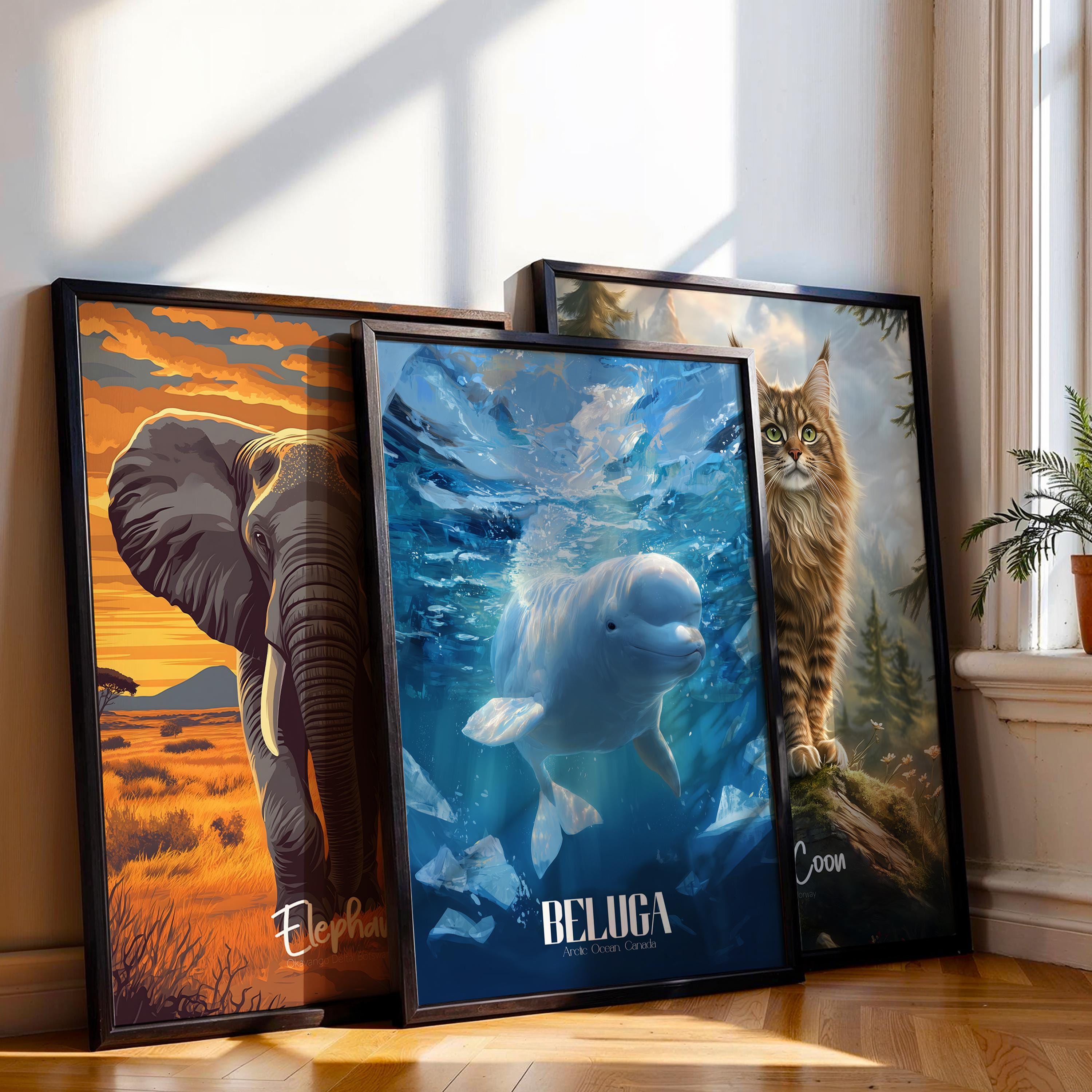 Beluga Whale Art Print: Arctic Ocean Animal Poster, Nursery Decor