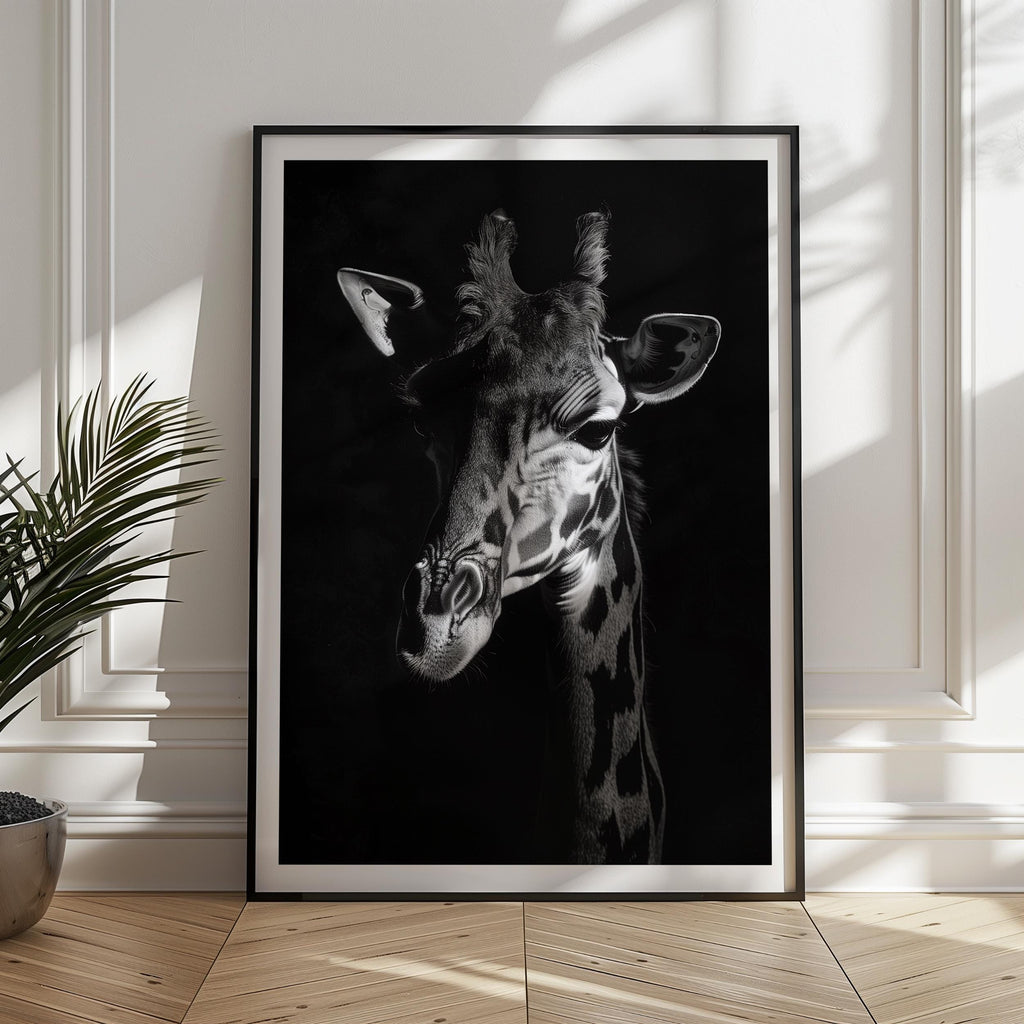 Black and White Giraffe Print: Elegant Monochrome Animal Wall Art