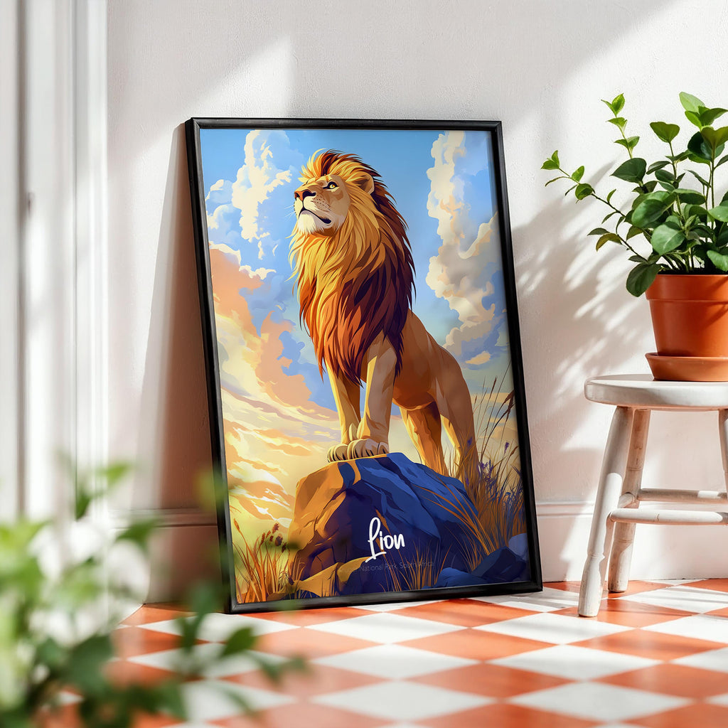 Fierce Lion Art Print: Safari Animal Wall Decor