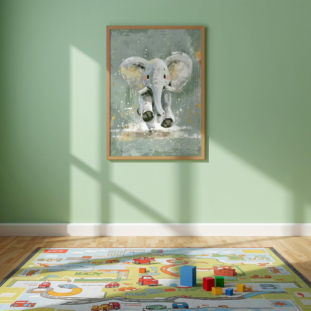 Elephant Nursery Wall Art – Safari Animal Print for Kids