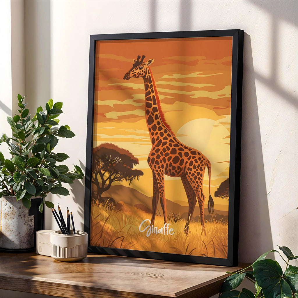 Giraffe Print: African Savannah Wildlife Illustration, Animal Decor