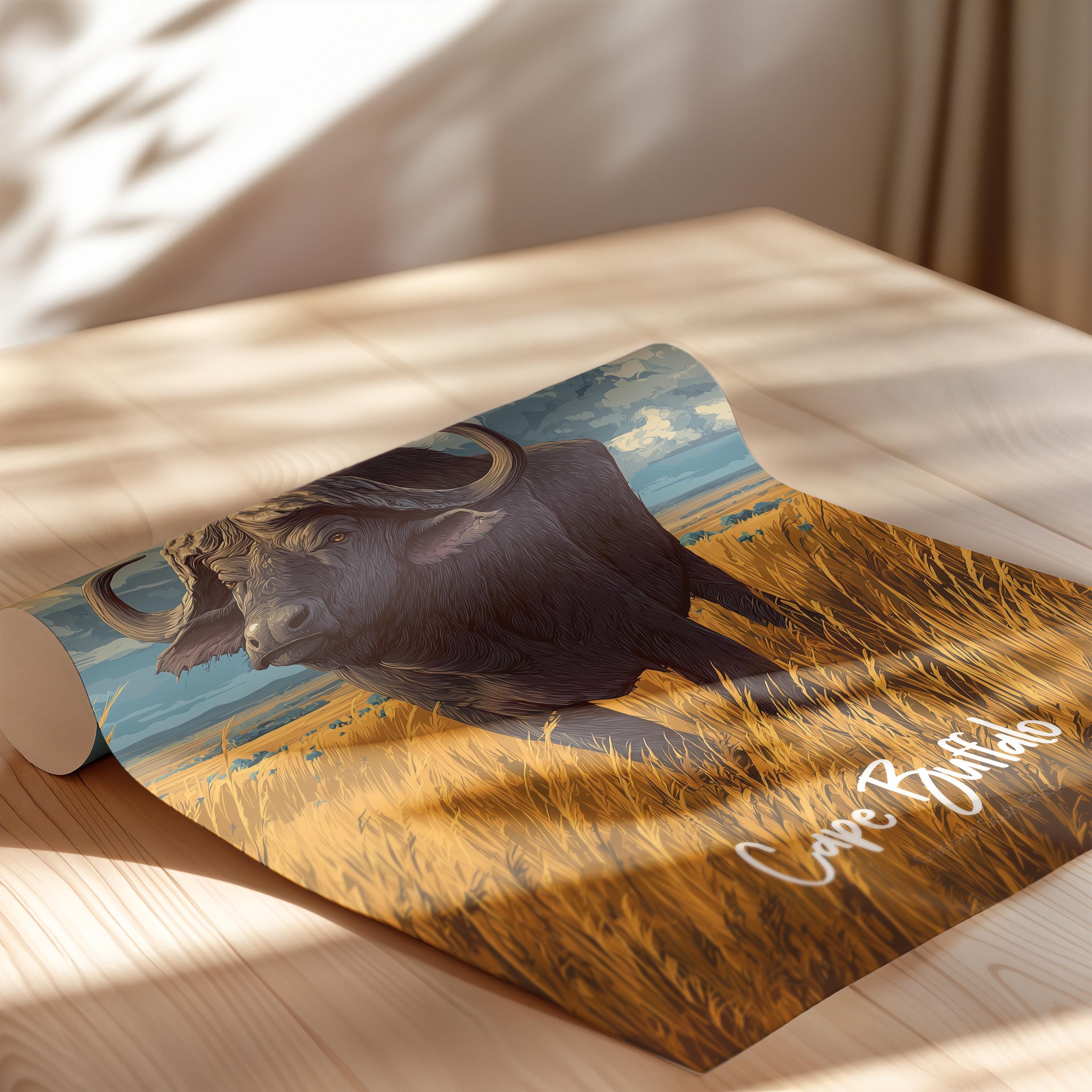 Cape Buffalo Framed Poster: African Safari Animal Kids Room Decor