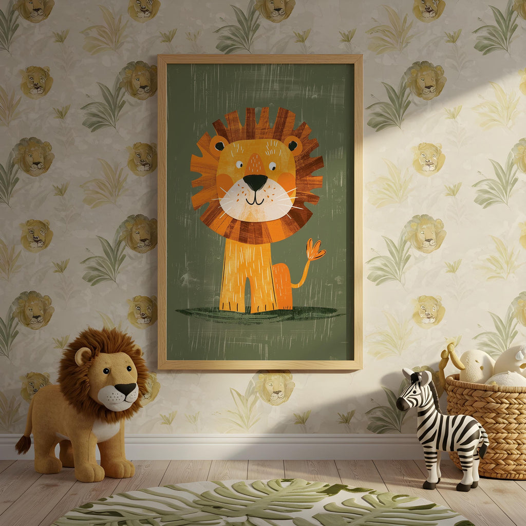 Lion Nursery Wall Art – Safari Animal Print for Kids