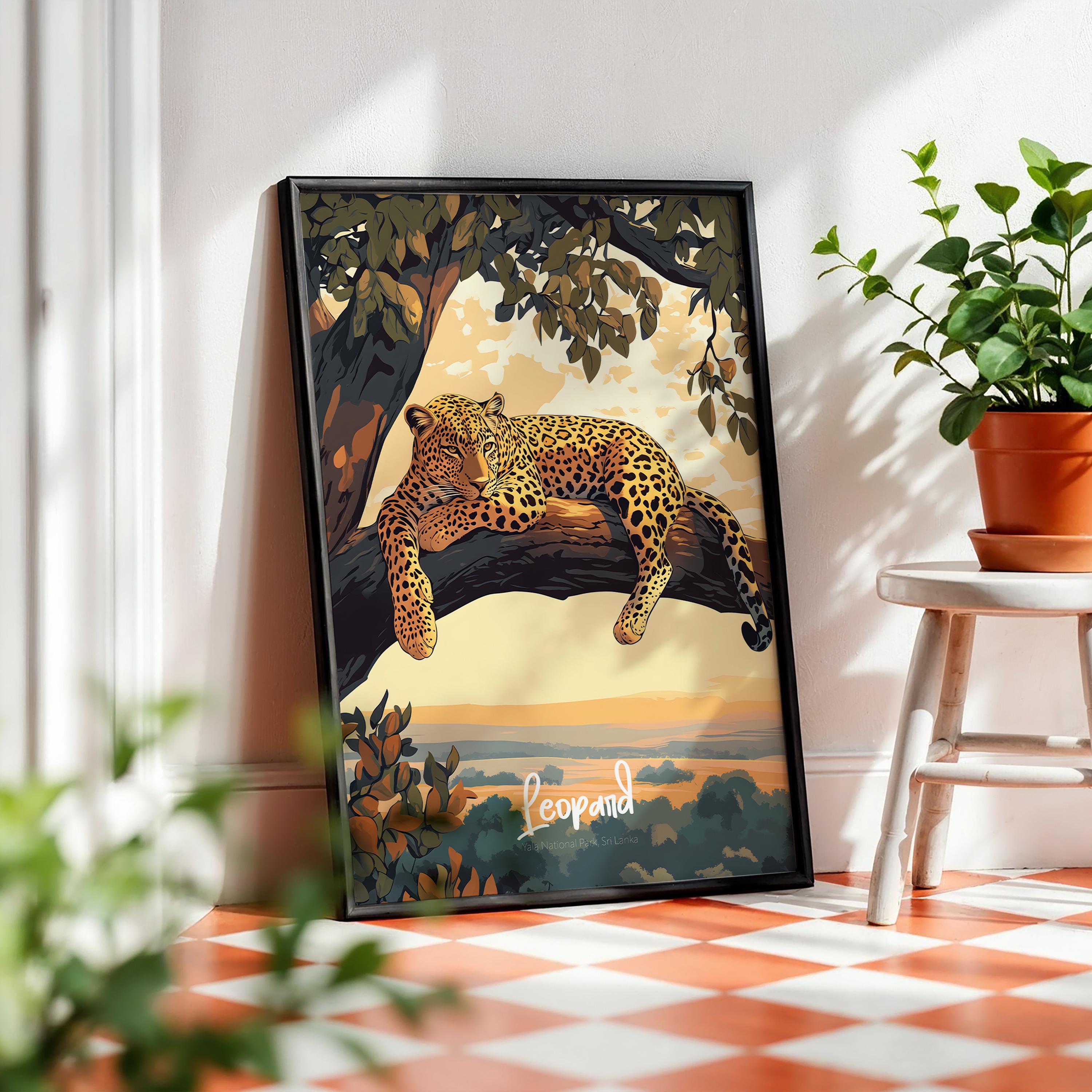 Framed Leopard Poster: Wild Animal Print, Safari Home Decor