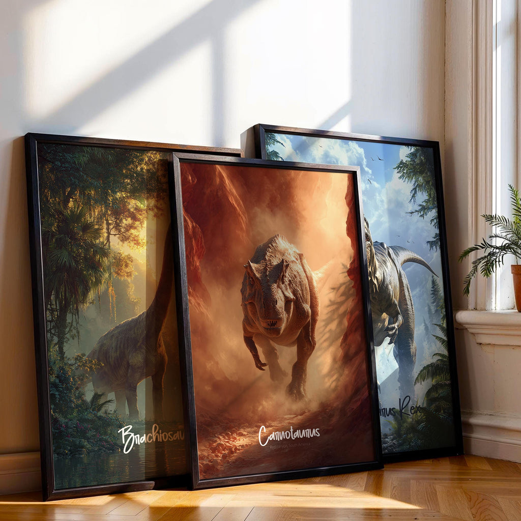 Carnotaurus Framed Poster: Prehistoric Dinosaur Wall Art for Kids