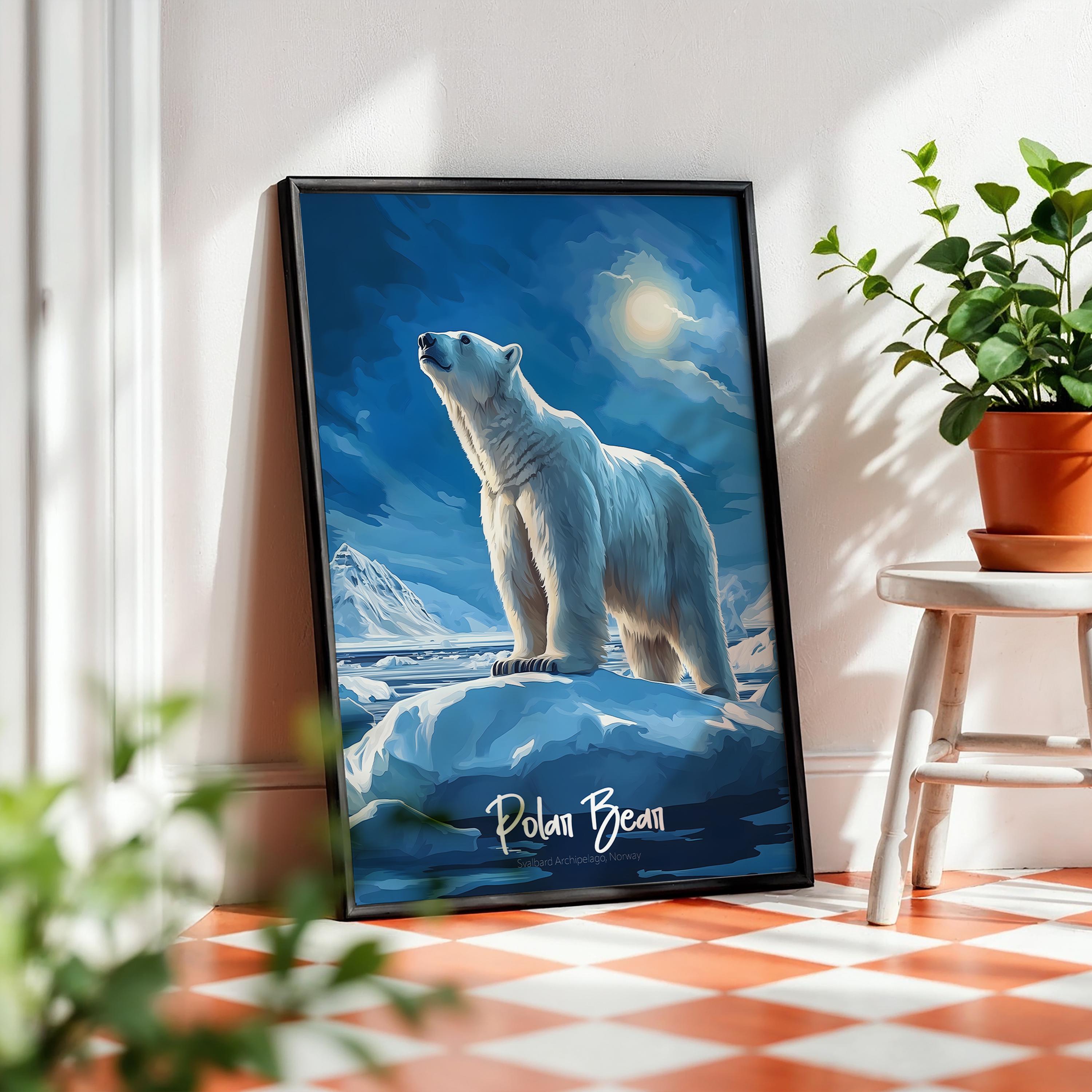 Polar Bear Art Print: Minimalist Scandinavian Wildlife Poster