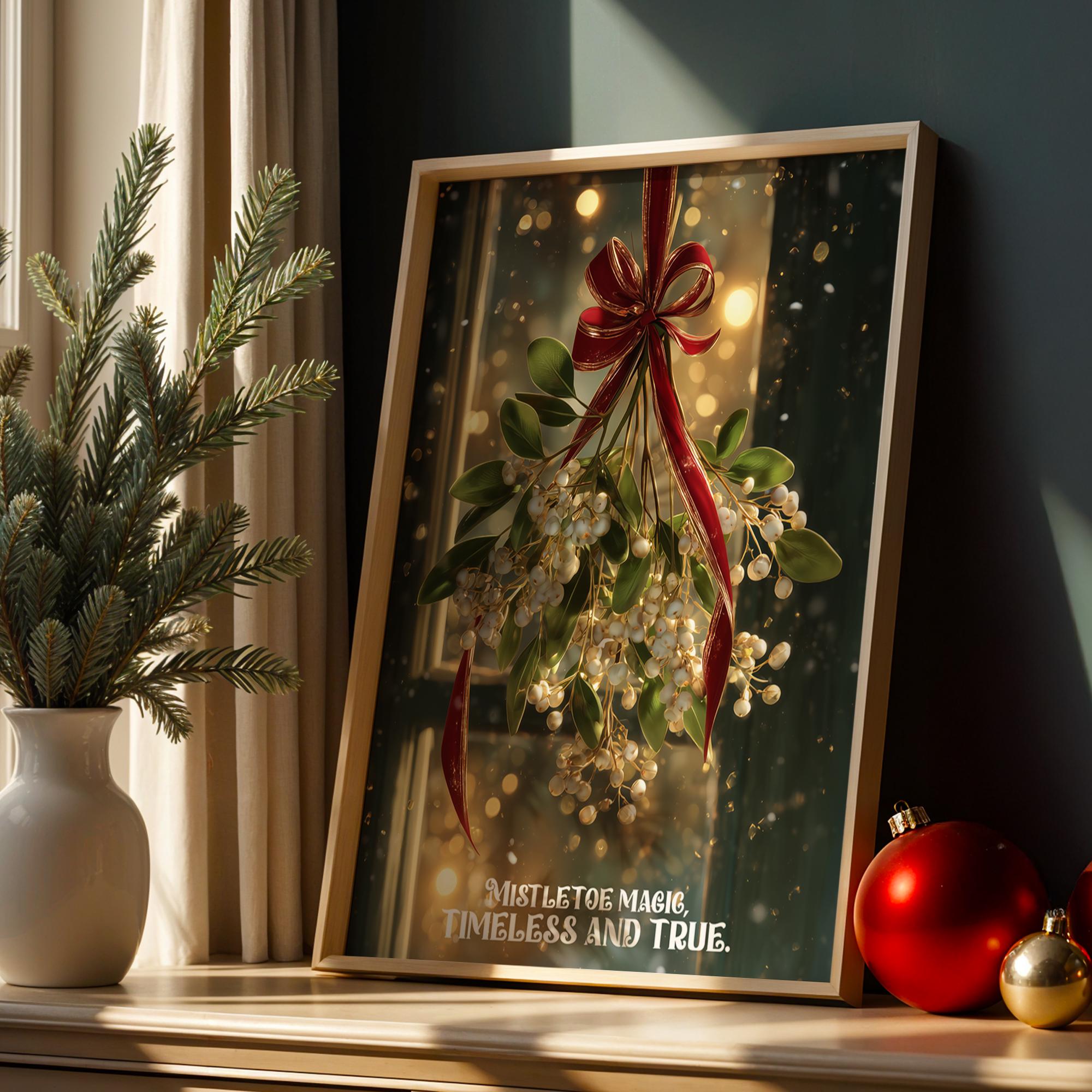 Mistletoe Christmas Poster – Romantic Holiday Wall Art with Elegant Festive Charm