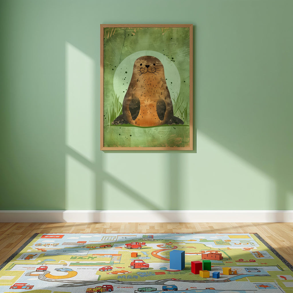 Seal Nursery Wall Art – Woodland Animal Print