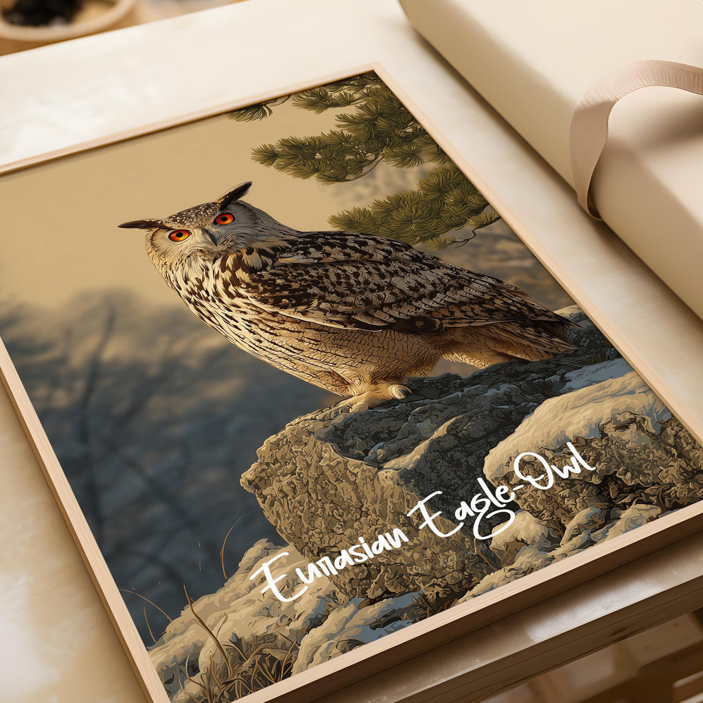 Eurasian Eagle-Owl Framed Poster: Majestic Bird Print for Nursery