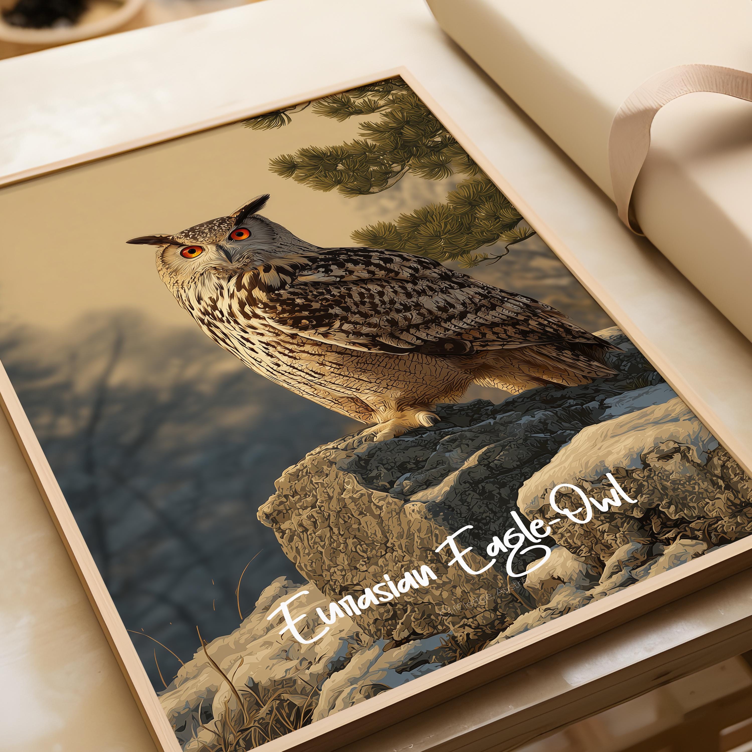 Eurasian Eagle-Owl Framed Poster: Majestic Bird Print for Nursery