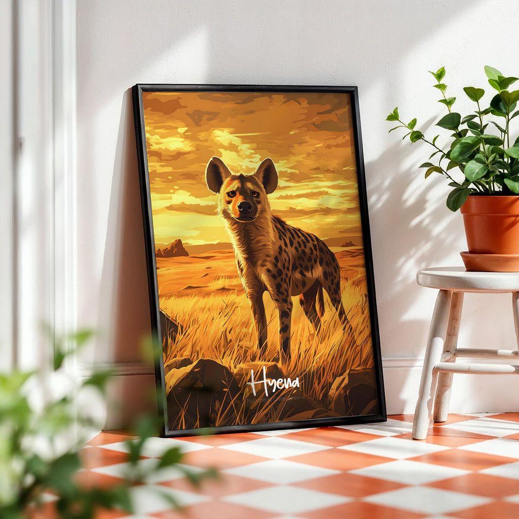 Hyena Framed Art Print: Modern Safari Wall Decor