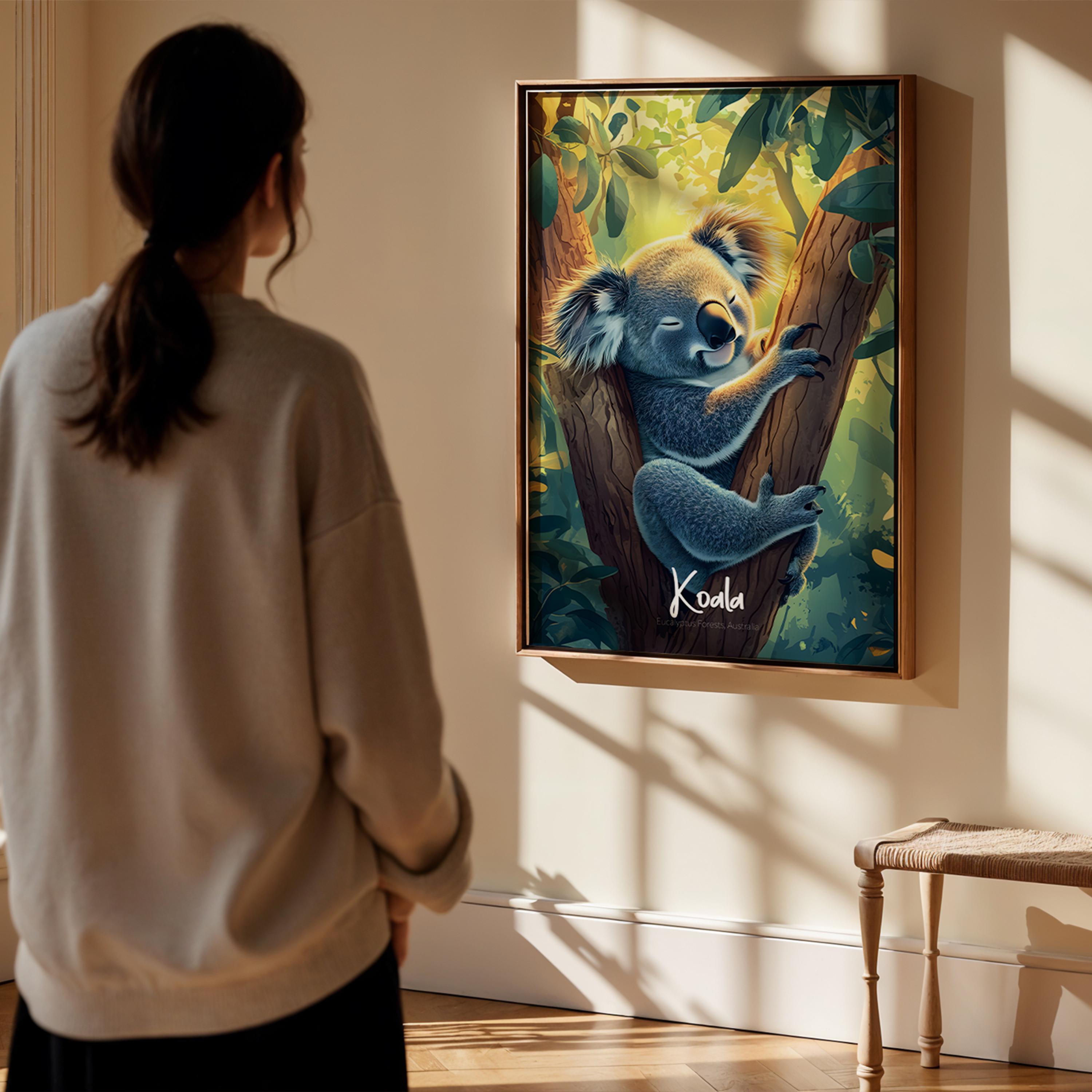 Koala Art Print: Australian Animal Illustration, Nursery Wall Decor