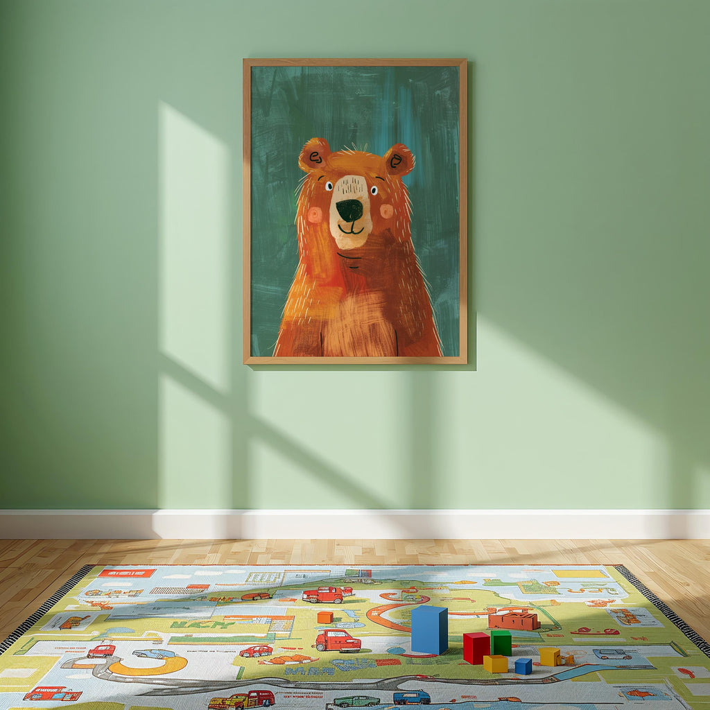 Bear Nursery Wall Art – Woodland Animal Print for Kids