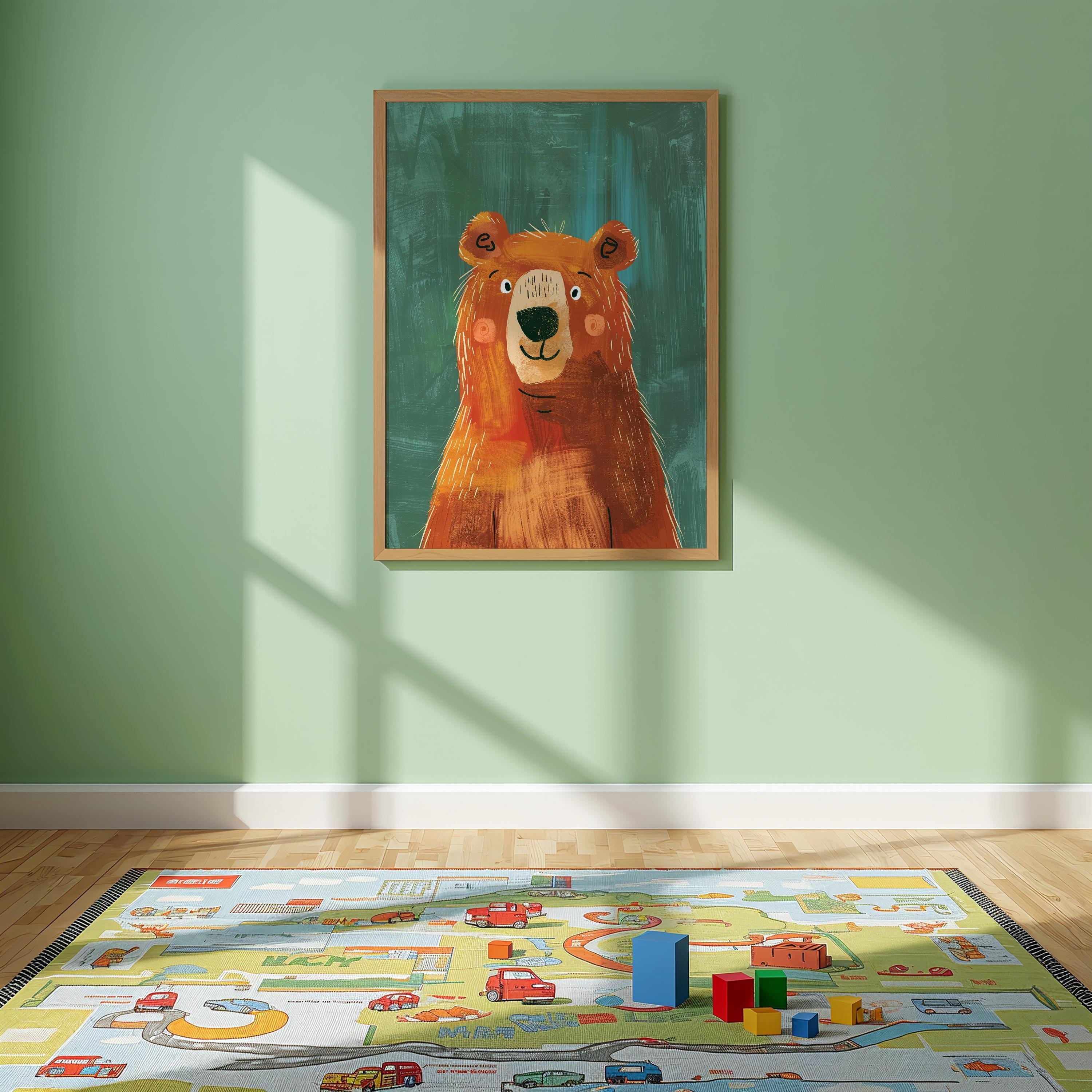 Bear Nursery Wall Art – Woodland Animal Print for Kids