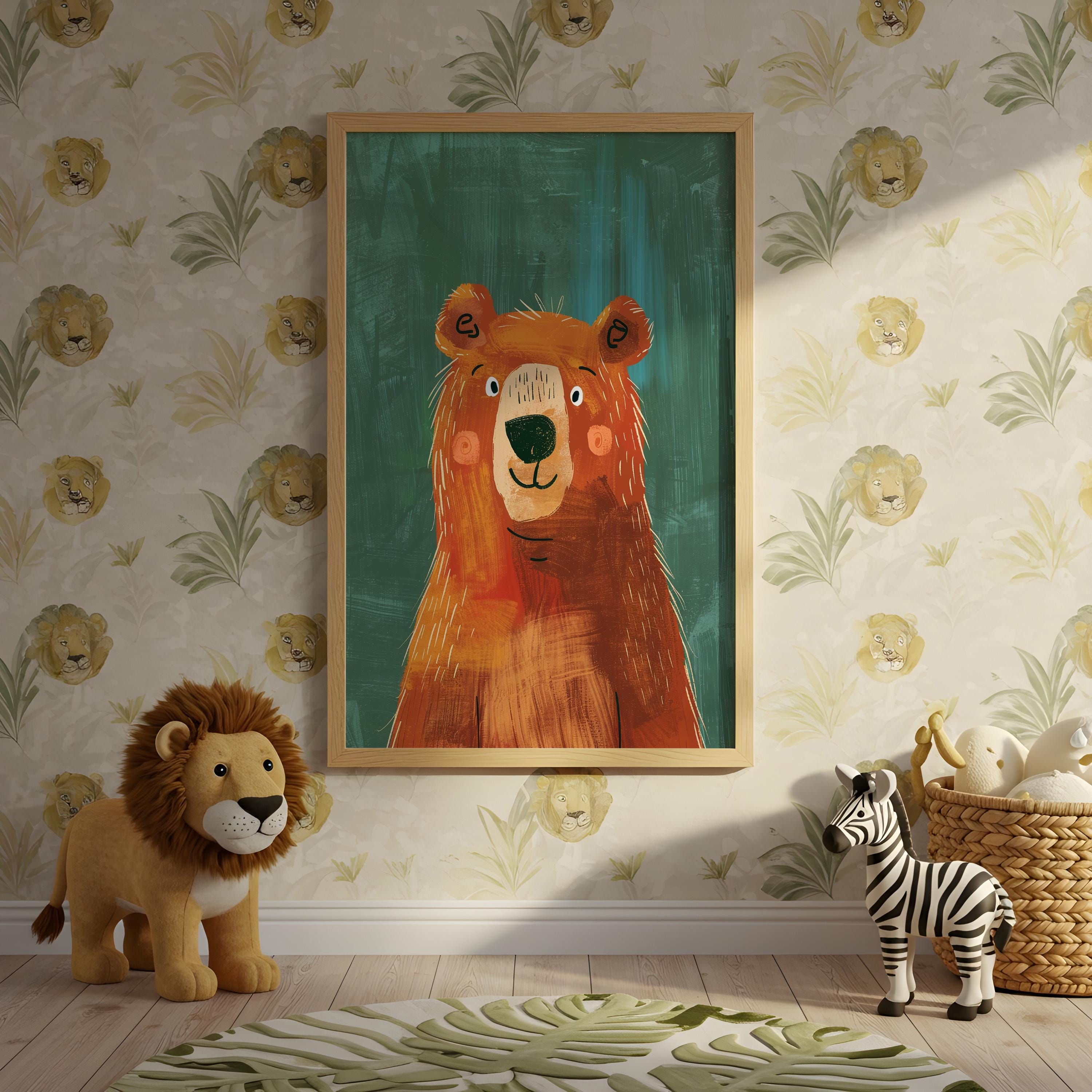 Bear Nursery Wall Art – Woodland Animal Print for Kids