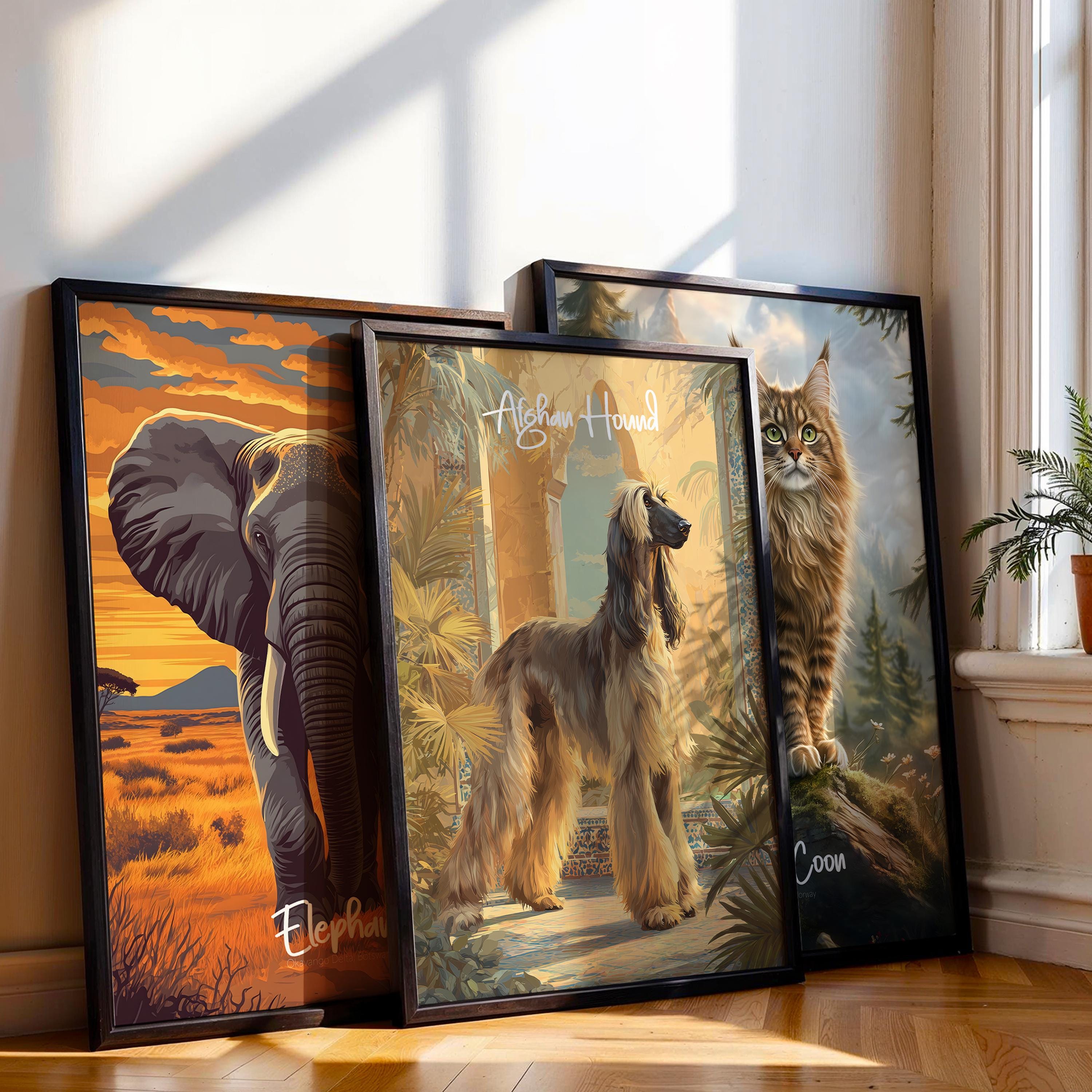 Afghan Hound Art Print: Elegant Dog Lover Gift, Modern Illustration