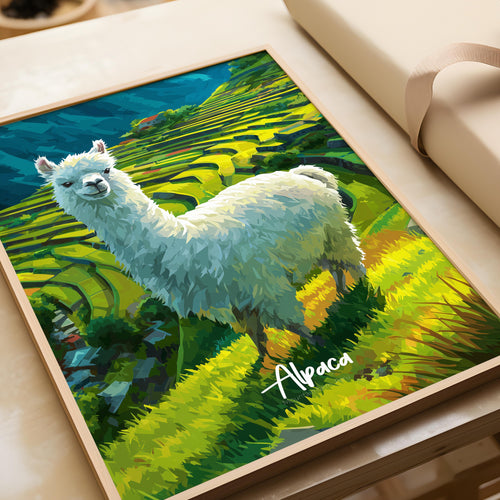 Alpaca Framed Poster: Boho Nursery Decor, Kids Room Animal Art