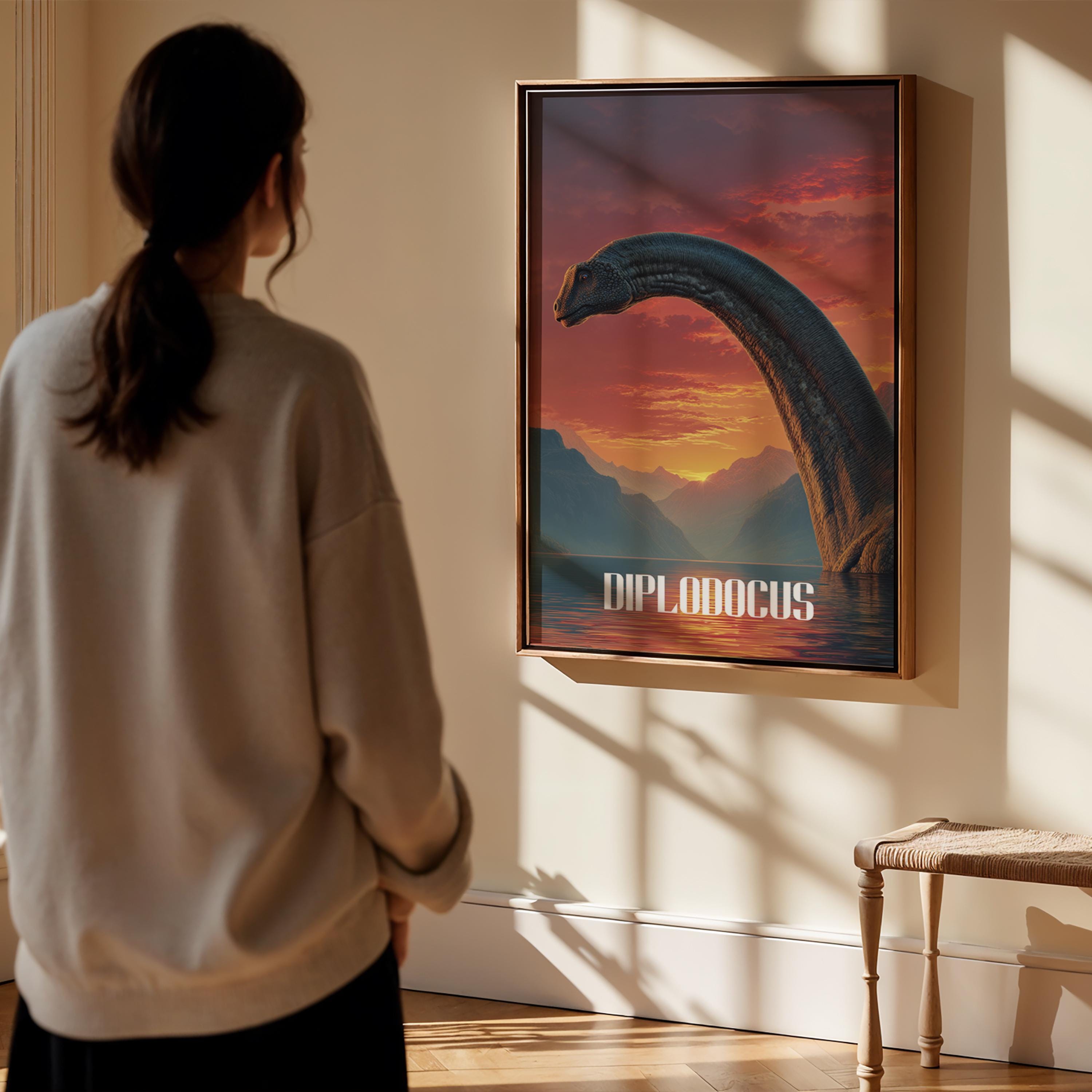 Diplodocus Poster for Kids Room – Gentle Dinosaur Wall Art for Nursery and Playroom