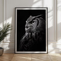 Black and White Owl Print: Mysterious Wildlife Art, Monochrome Bird Decor