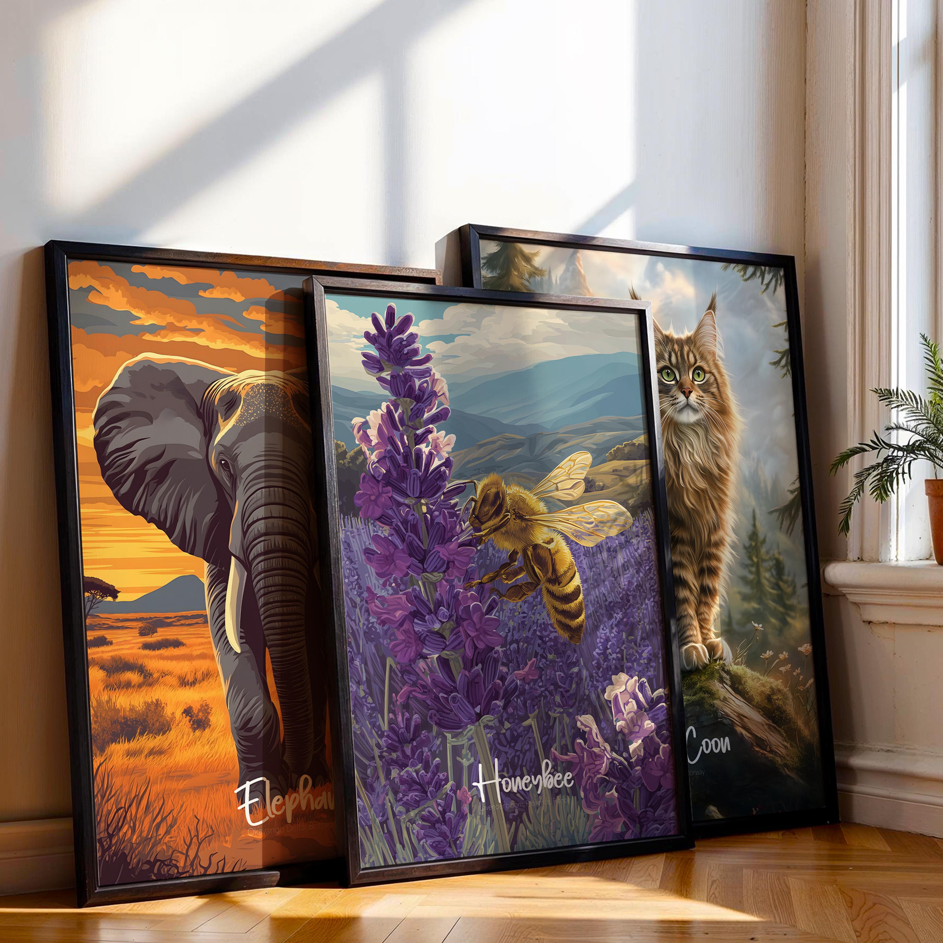 Honeybee Wall Art Print: Nature-Inspired Decor for Kitchen or Nursery