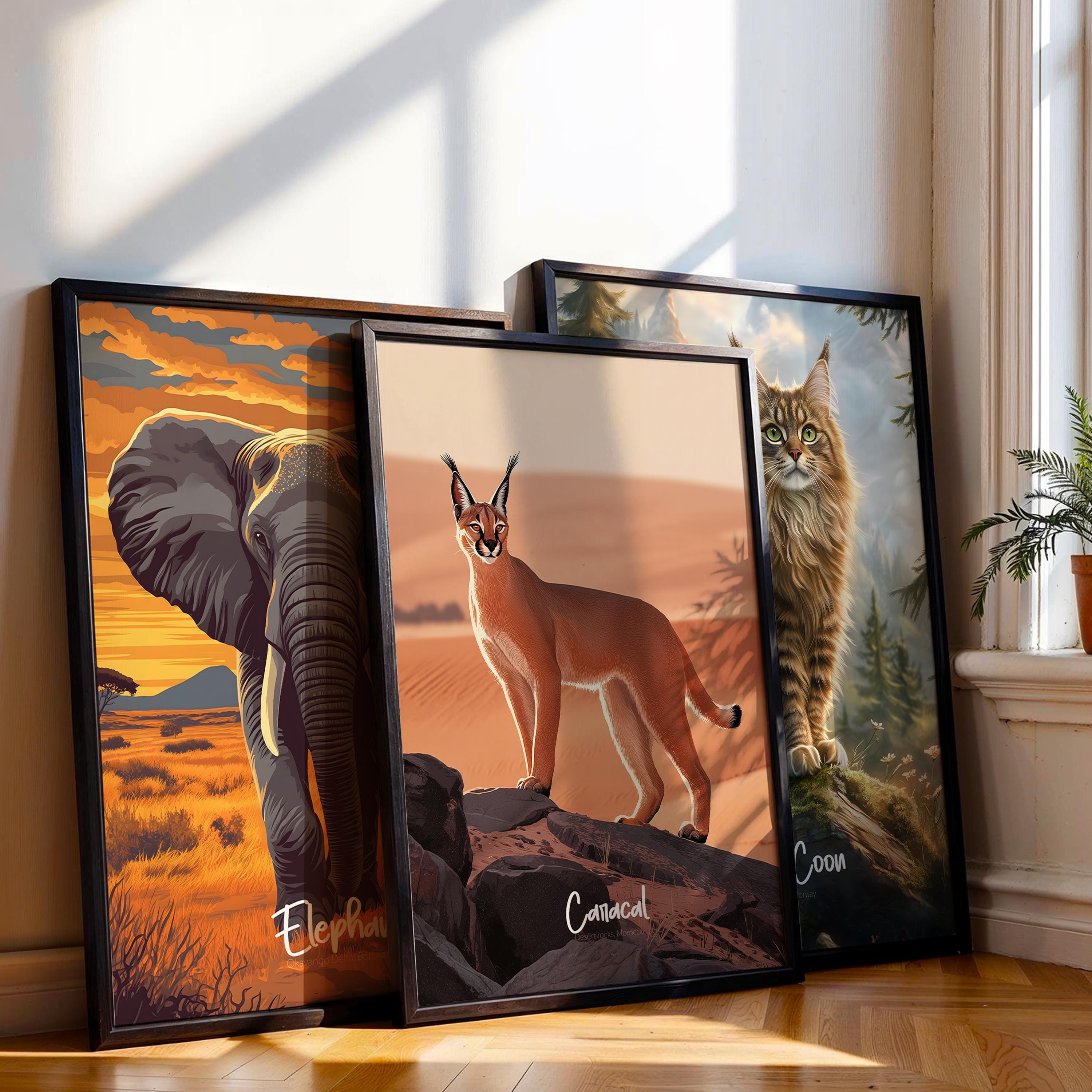 Caracal Cat Art Print: African Feline Poster, Wildlife Decor