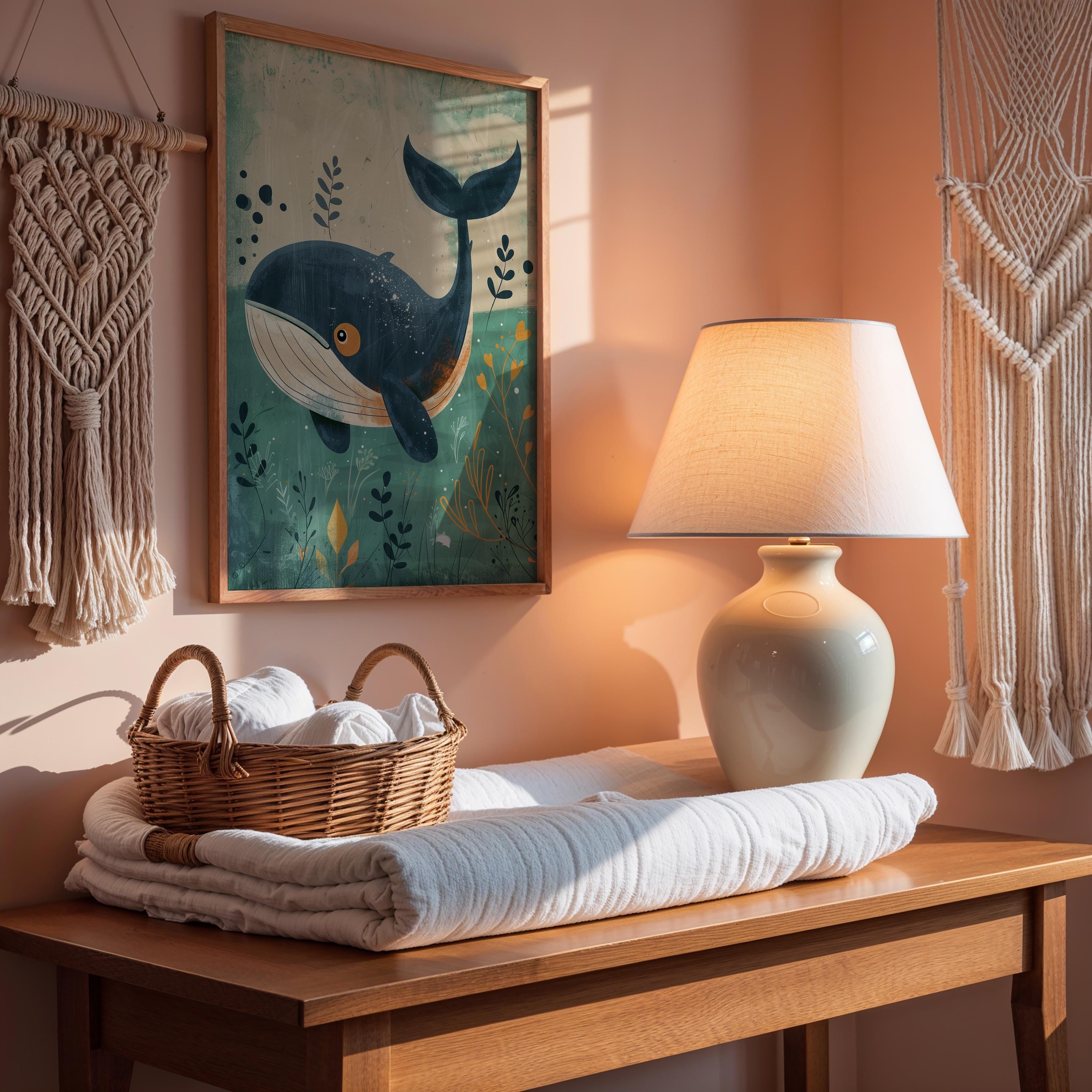 Whale Nursery Wall Art – Ocean Animal Print