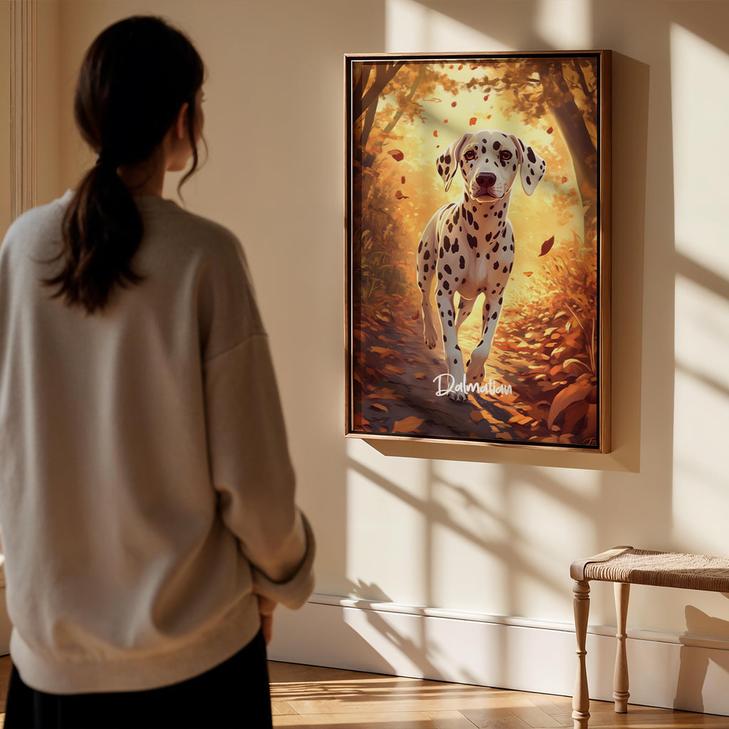 Dalmatian Framed Poster: Black and White Spot Print, Dog Lover Home Decor