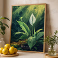 Peace Lily Botanical Print: Minimalist Plant Greenery Wall Art