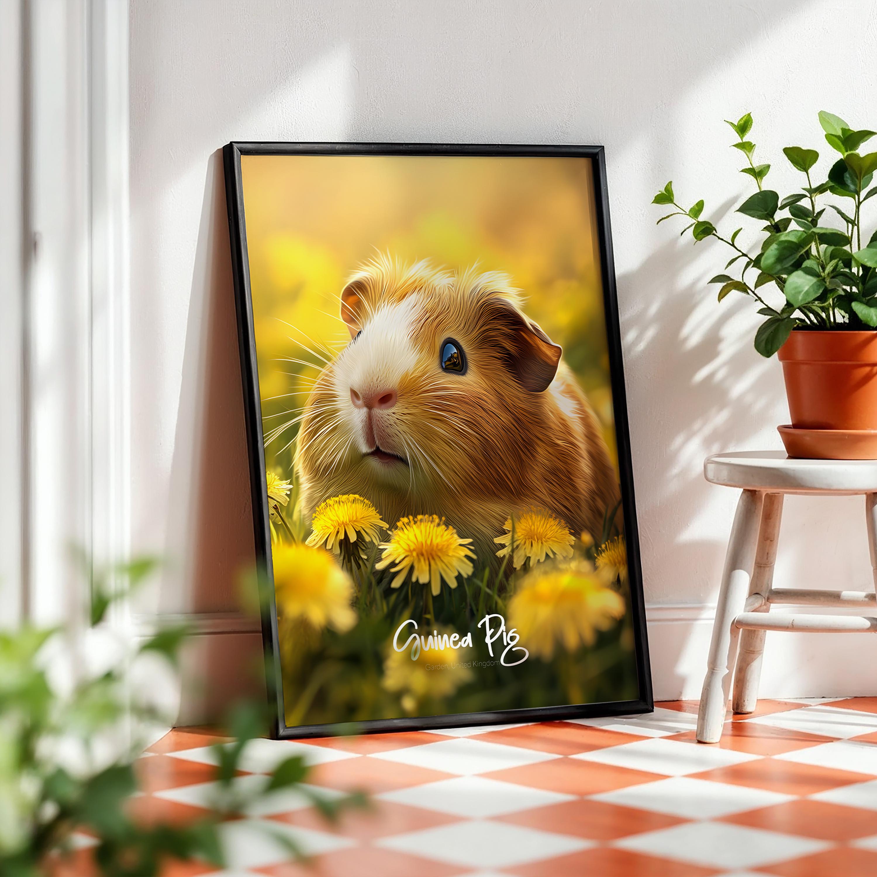 Guinea Pig Poster Wall Art – Cute Animal Print for Pet Lovers, Nursery Decor, Gift for Kids & Small Animal Enthusiasts