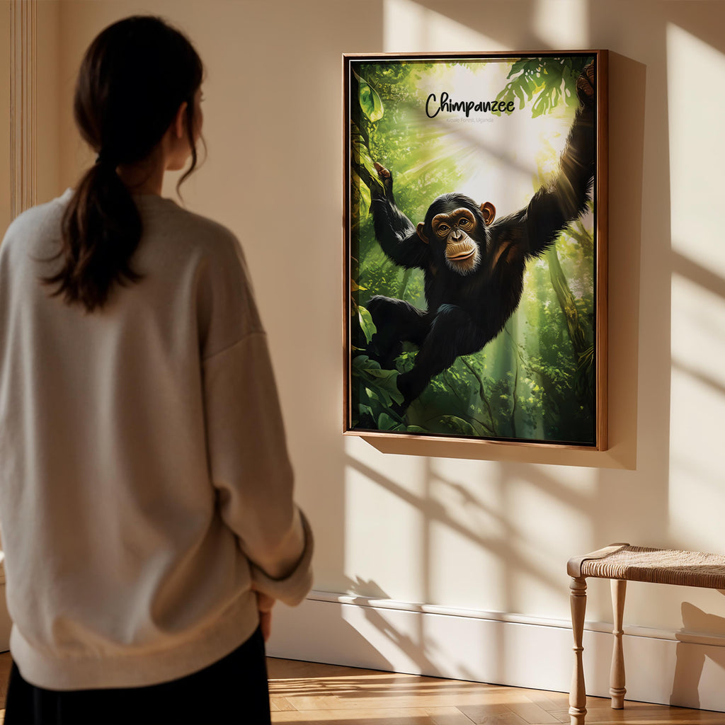 Chimpanzee Print: Modern Wildlife Illustration, Jungle Home Decor