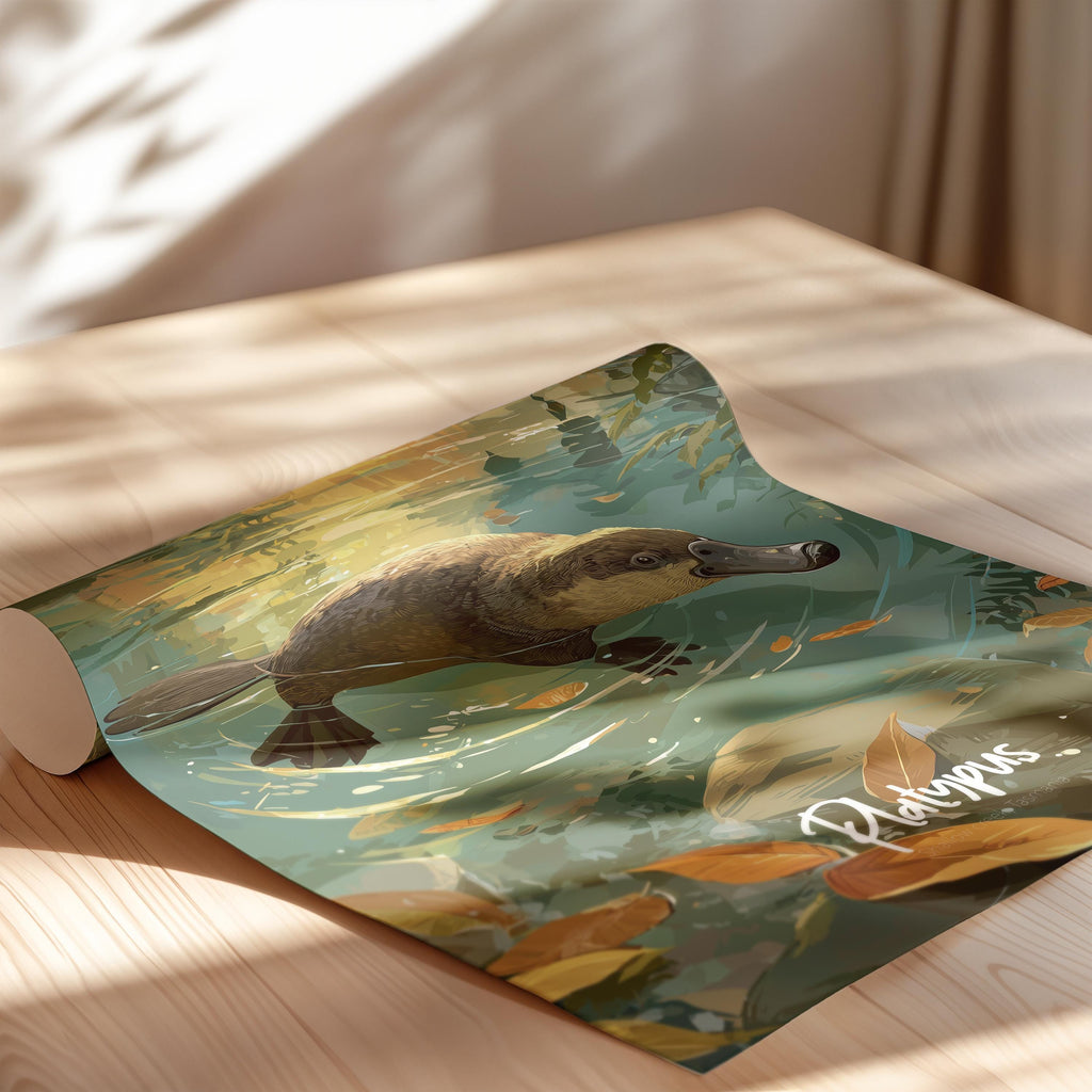 Framed Platypus Print: Quirky Australian Animal Kids Room Decor