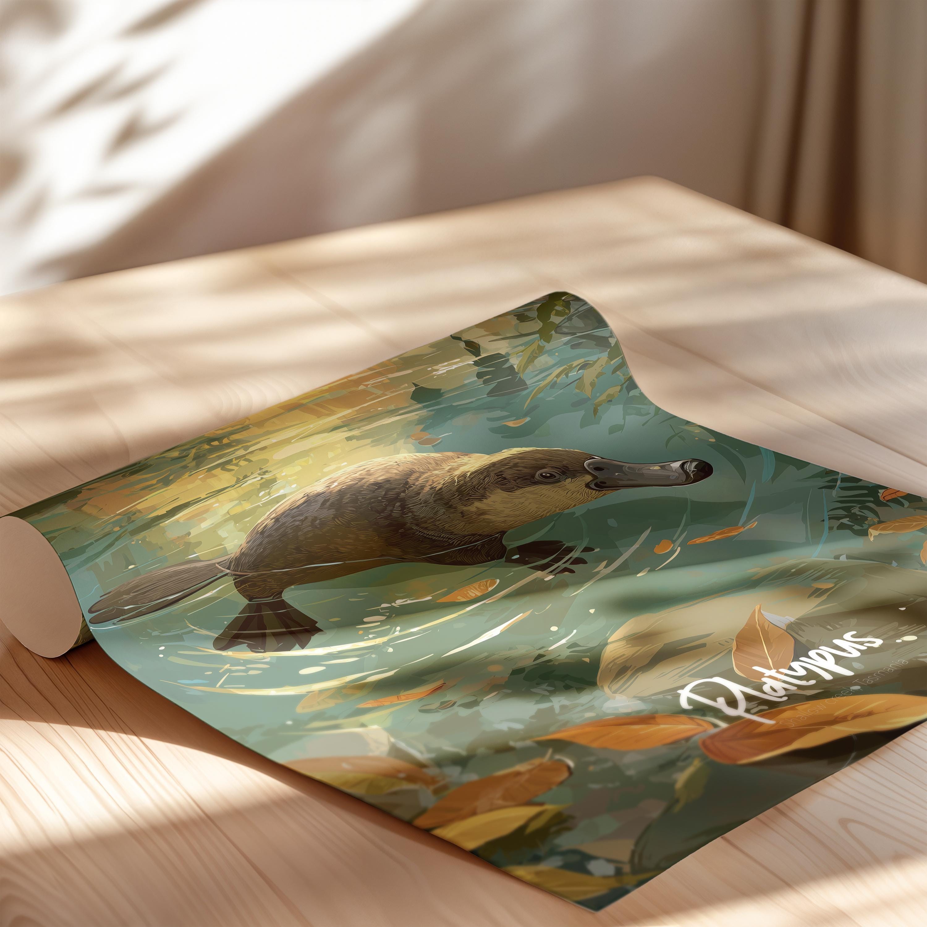 Framed Platypus Print: Quirky Australian Animal Kids Room Decor